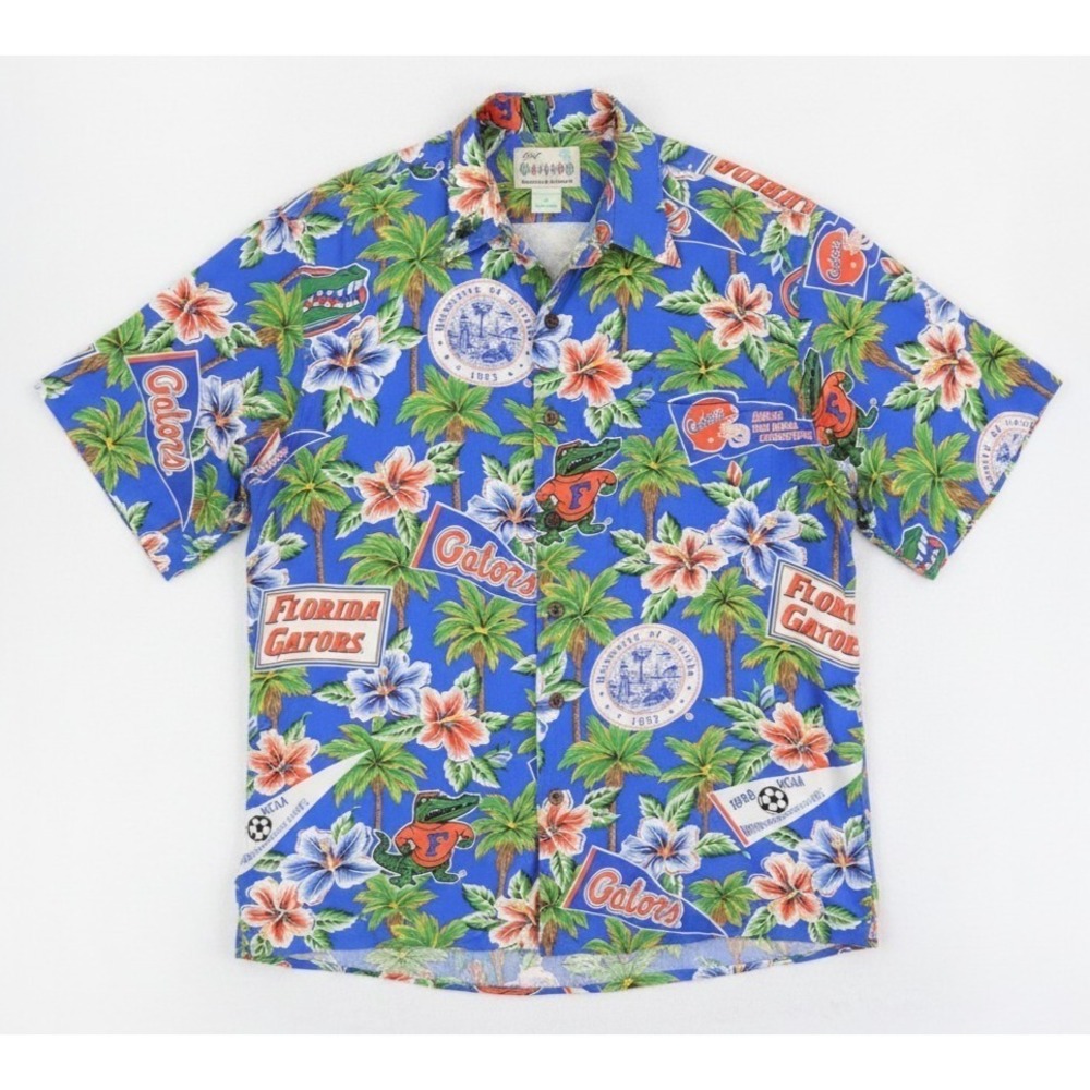 Florida Gators Shirt Mens Small Blue Orange NCAA Football Hawaiian Reyn Spooner